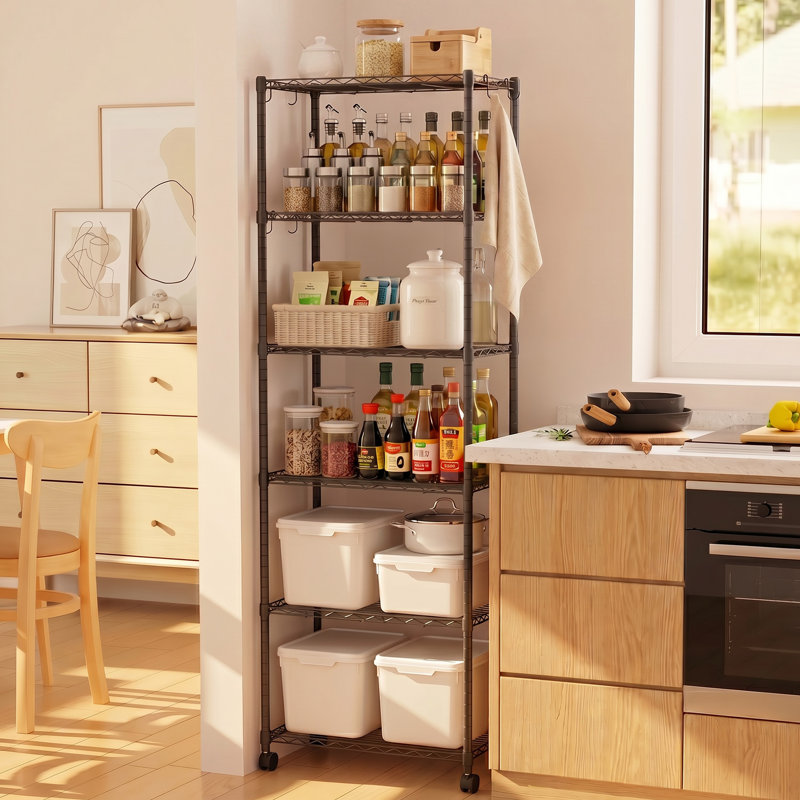 6-Tier Metal Shelving Units, Black