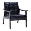 Chaise d'appoint Mid-Century moderne avec structure entièrement en bois massif, fauteuil rembourré avec similicuir capitonné pour salon, chambre à coucher, bureau, coin lecture, similicuir-972073851