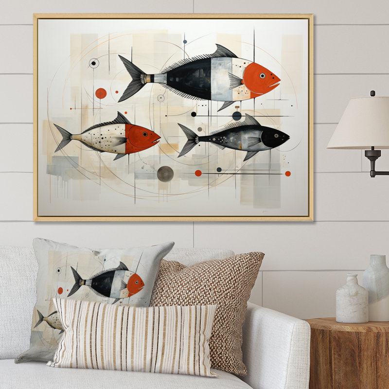 " Fishing Minimalist Marine ", Natural Floater Framed, 30" H x 40" W x 1.5" D