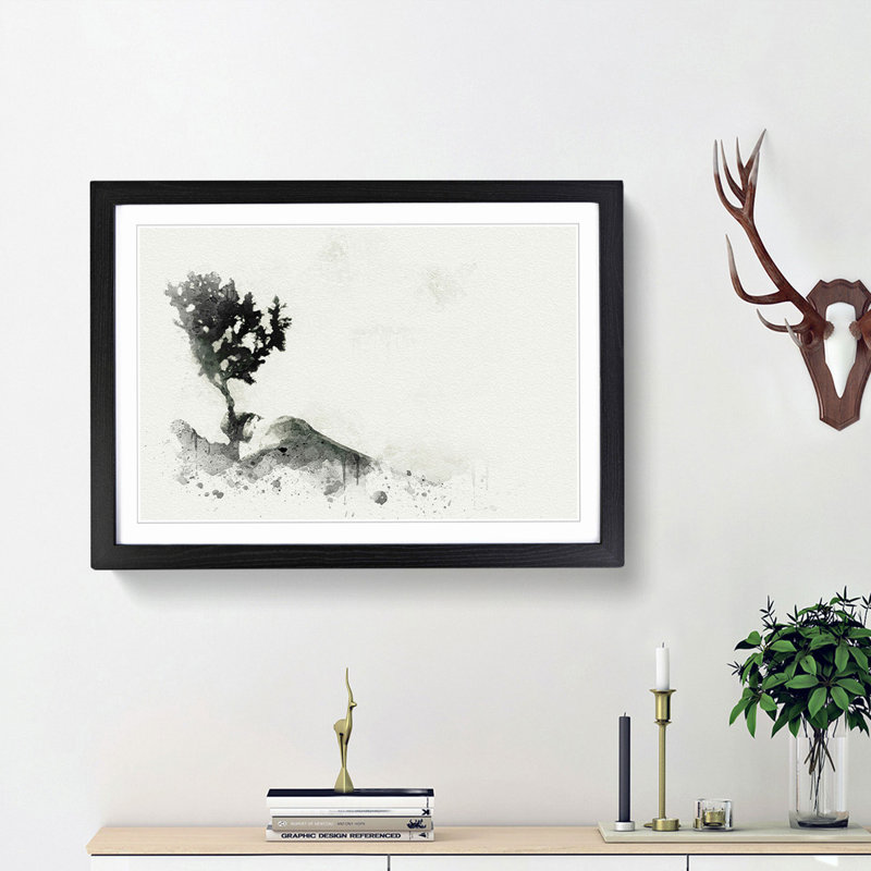 Growing Bonsai Tree in Abstract - Picture Frame Graphic Art Print, Black Framed, 48cm H x 65cm W x 2cm D