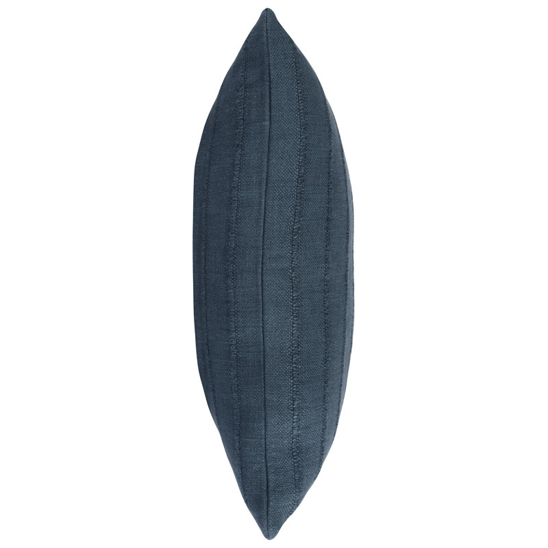 Dark Blue Polyester and Faux Leather Square Pillow Set