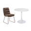 Ensemble de bureau moderne | Table ronde à piédestal noir mat + chaises en cuir avec structure en métal | Parfait pour les espaces de réception et les salles d'attente-111161428