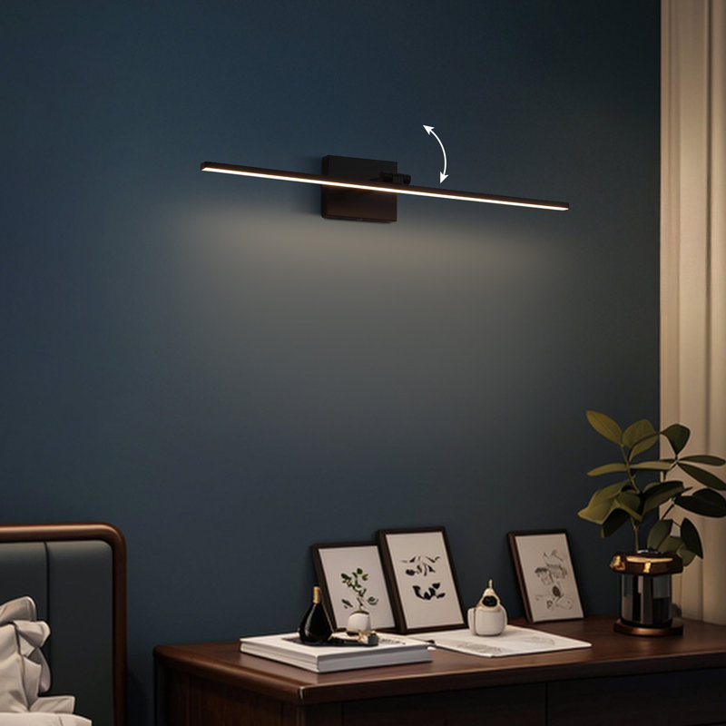 Santino 28" Modern Minimalist Swivel Integrated Dimmable LED Rechargeable Picture Light with Touch Sensor, Black