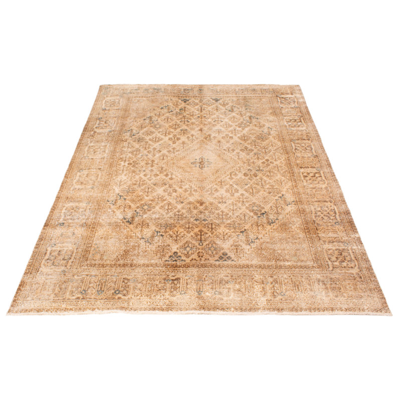 Tapis unique en laine des années 1990 de 7 pi 3 po x 9 pi 11 po Laker beige