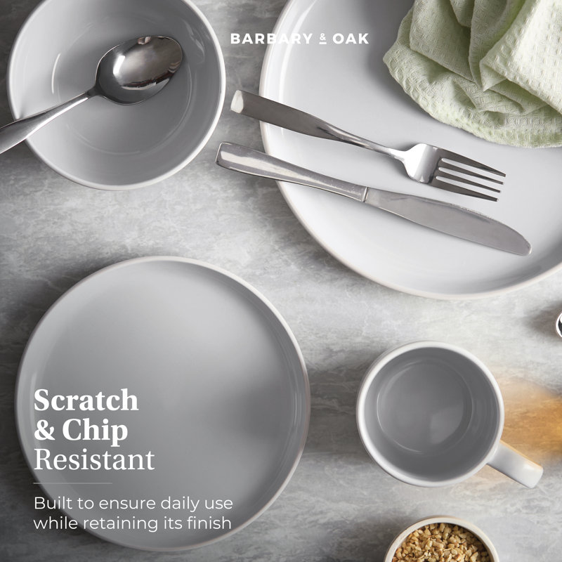 Oslo Piece Stoneware Dinnerware Set - Service for 4, Grey