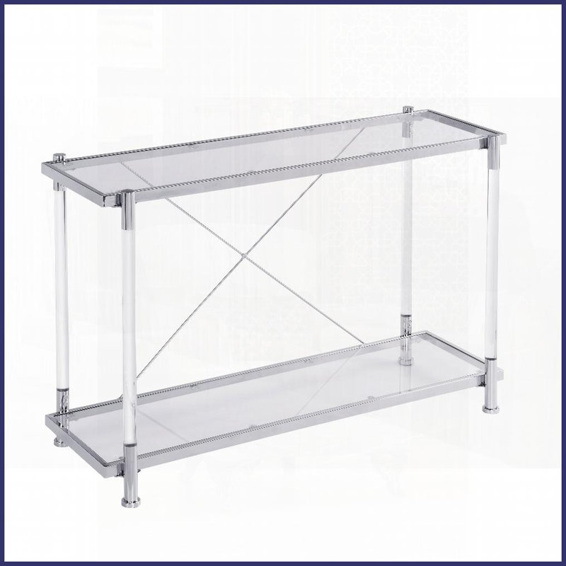 Table basse en métal chromé avec tablettes en verre à 2 niveaux, coins polis et amp; Conception peu encombrante pour le salon