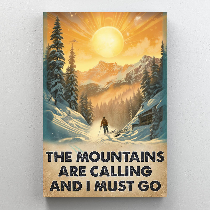 «Skiing The Mountains Are Calling On», impression sur toile, H 20 po x l 16 po x P 1,25 po