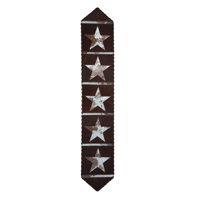 Star Cowhide Table Runner, Brown/Cream, 120" L x 12" D