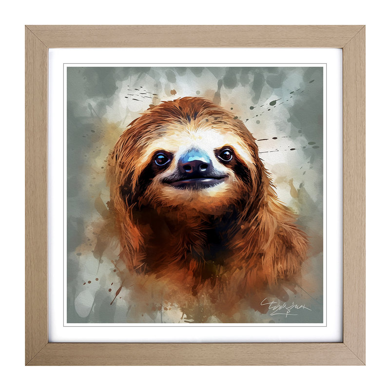 Sloth Digital - Framed Print, Oak