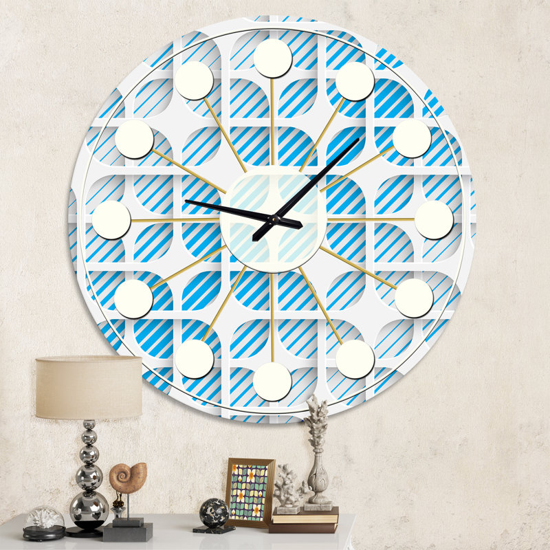 Horloge murale 3D blanche et bleue II - Mid-Century, Moyenne