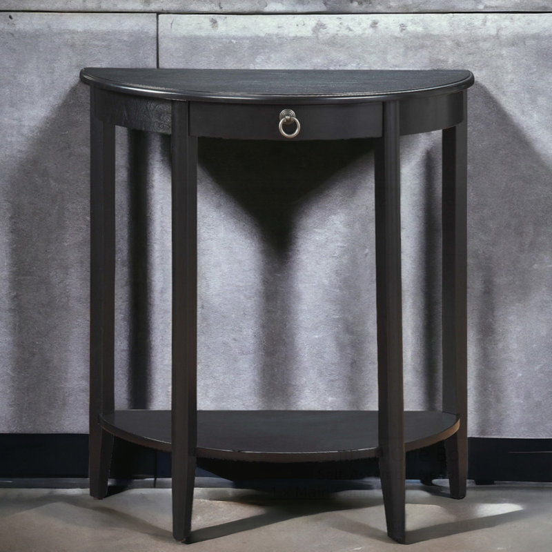 Half Moon Console Table with Open Compartment, Solid Pine Wood, Easy Assembly for Modern and Traditional Decor