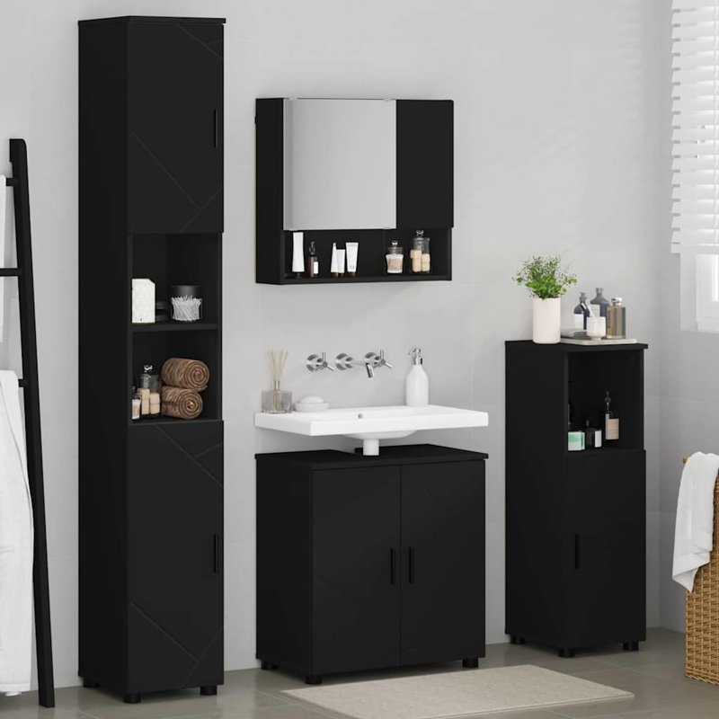 Bathroom Storage Furniture Set, Black