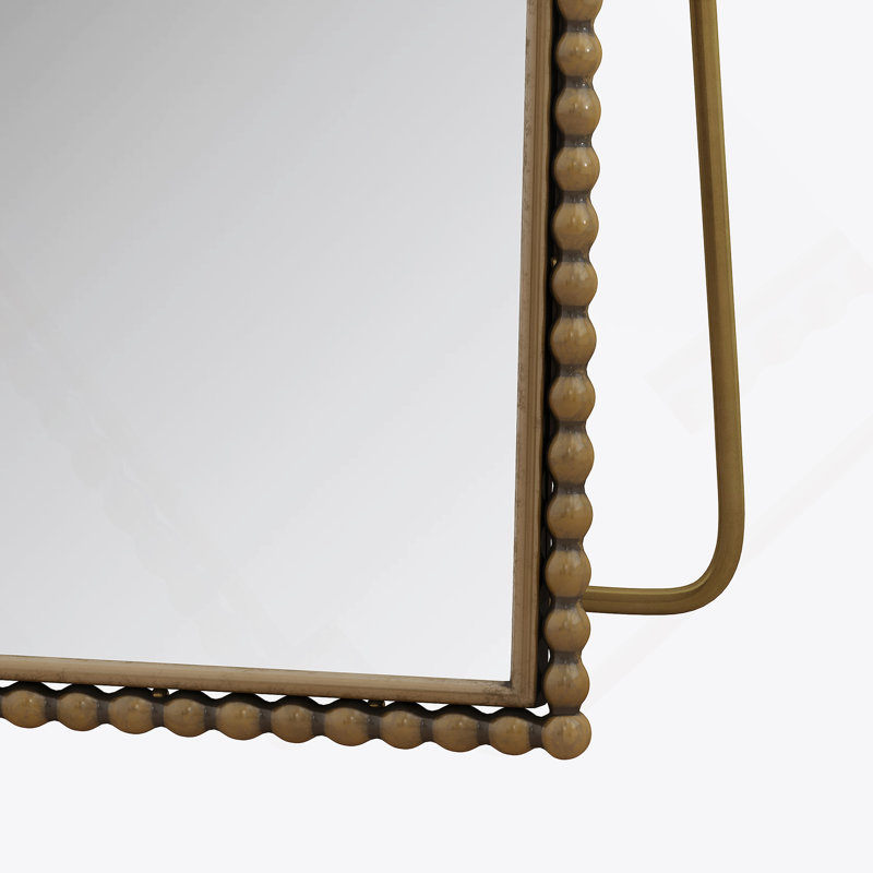 Iron Arch Retro Full Length Mirror With Supporting Feet, For Living Room, Bedroom (Gold), Brown