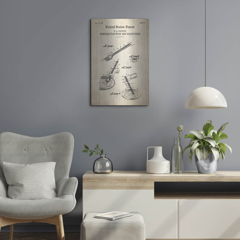«Chopsticks Blueprint Brevet Parchment» par Patents, H 24 po x l 16 po
