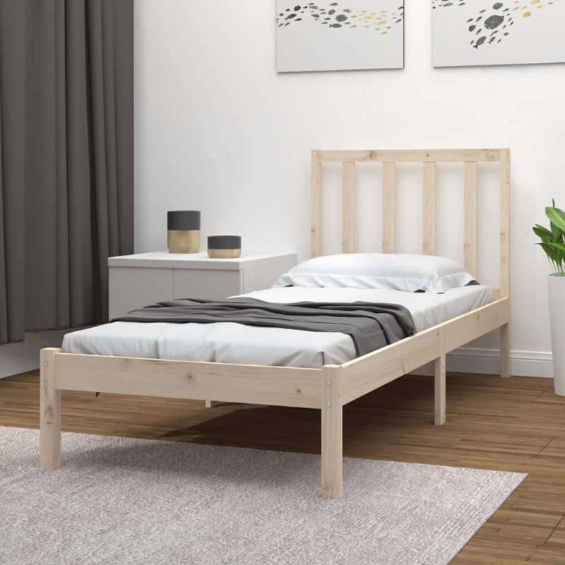 Bed Frame Solid Wood, Black, Small Single (2'6)