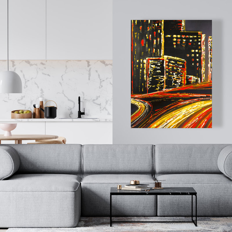 «Lived City by Night - Contemporary Office Canvas Art Decor»