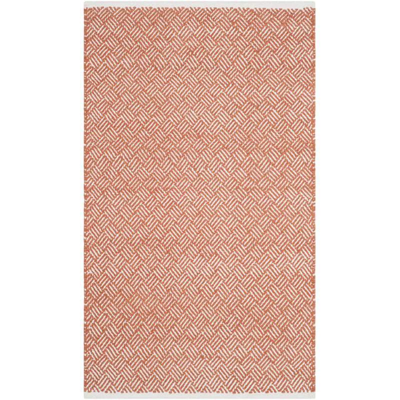 Evansdale Geometric Handmade Flatweave Cotton Orange Area Rug, Rectangle 3' x 5'