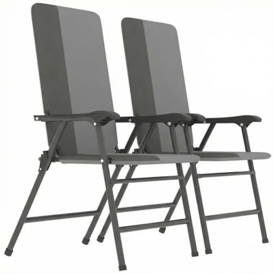 Light Gray 2-Pack Padded High Back Folding Patio Chairs with Armrests