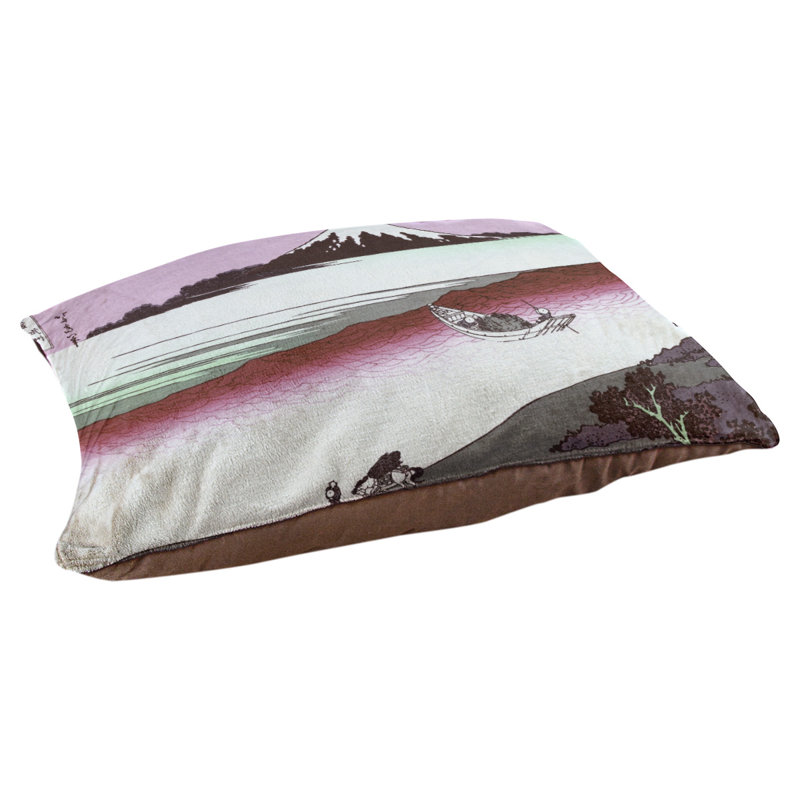 Coussin Burkart Tama River dans la province de Musashi, Moyen (l 42,5 po x P 32,5 po x H 4 po), Rose clair / rouge / gris