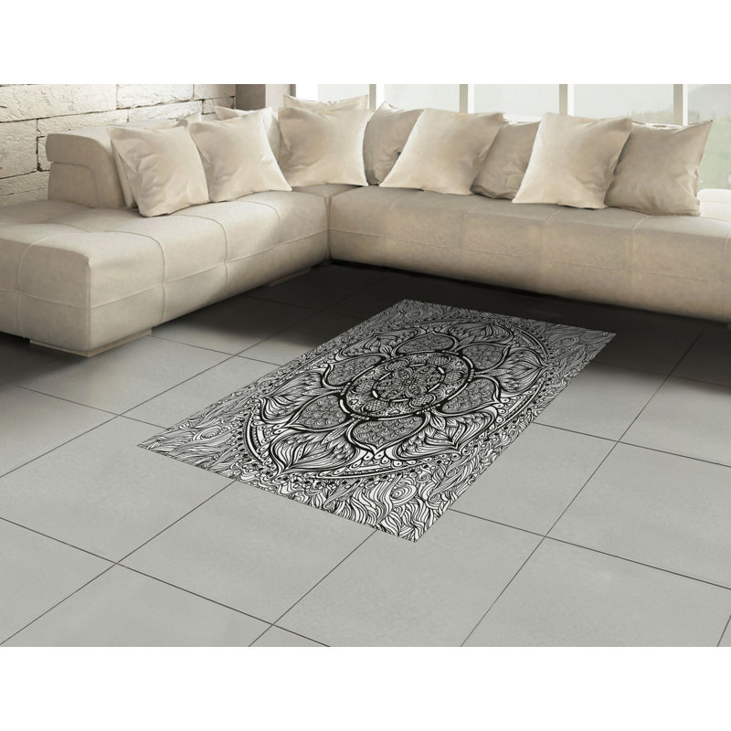 Ethnic High Density Long Fiber Poly Threads Decorative Area Rug Carpet, Rectangle 4' x 5'8"