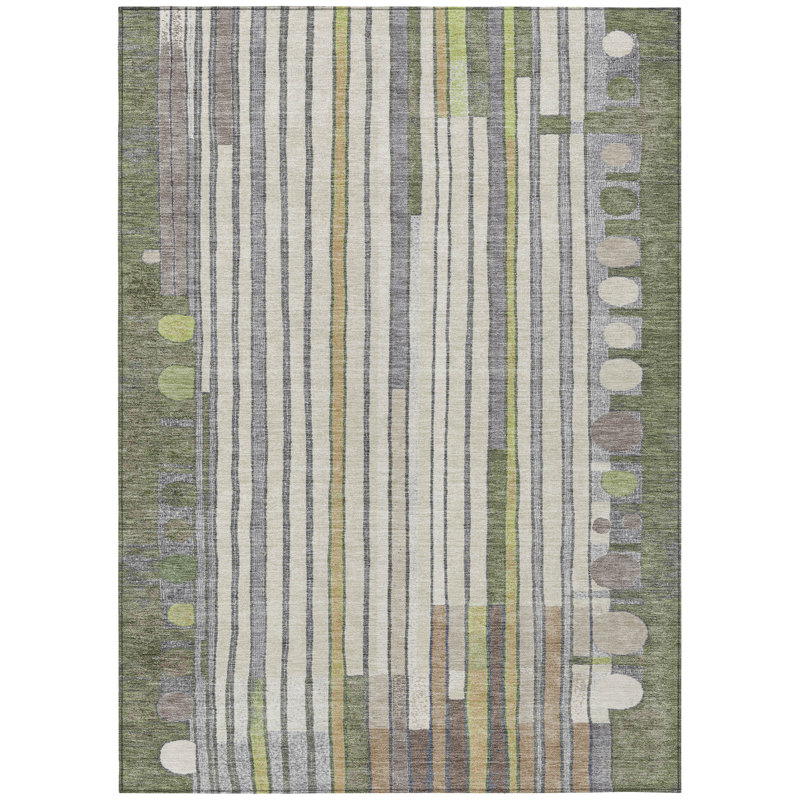 Tapis géométrique intérieur / extérieur lavable à la machine Husby ACN2189, Rectangle 8 pi x 10 pi