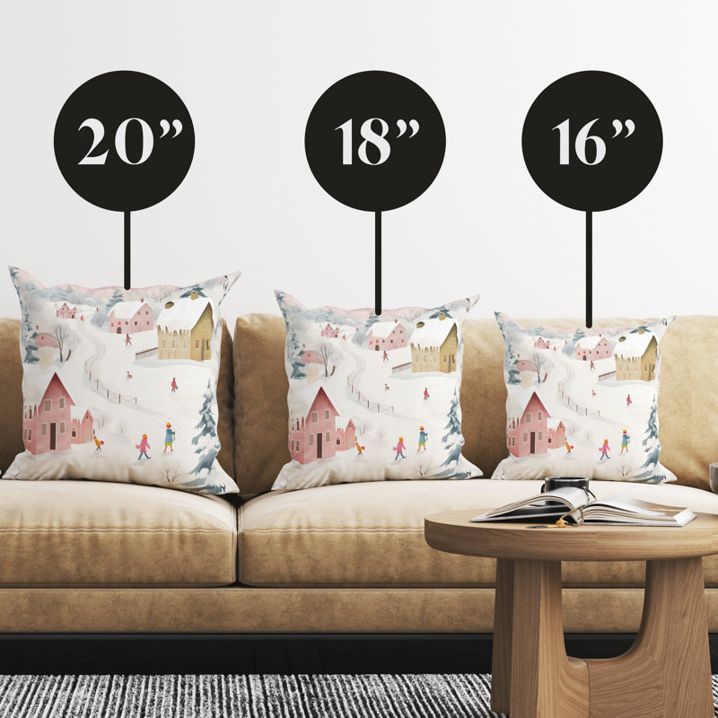 Housse de coussin Winter Winter Village, H 16 po x l 16 po