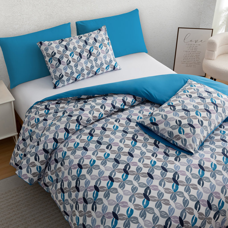 Premium Reversible Duvet Cover Set with Zipper Closure and Corner Ties, Super King Duvet Cover Set + 2 StandardPillowcases