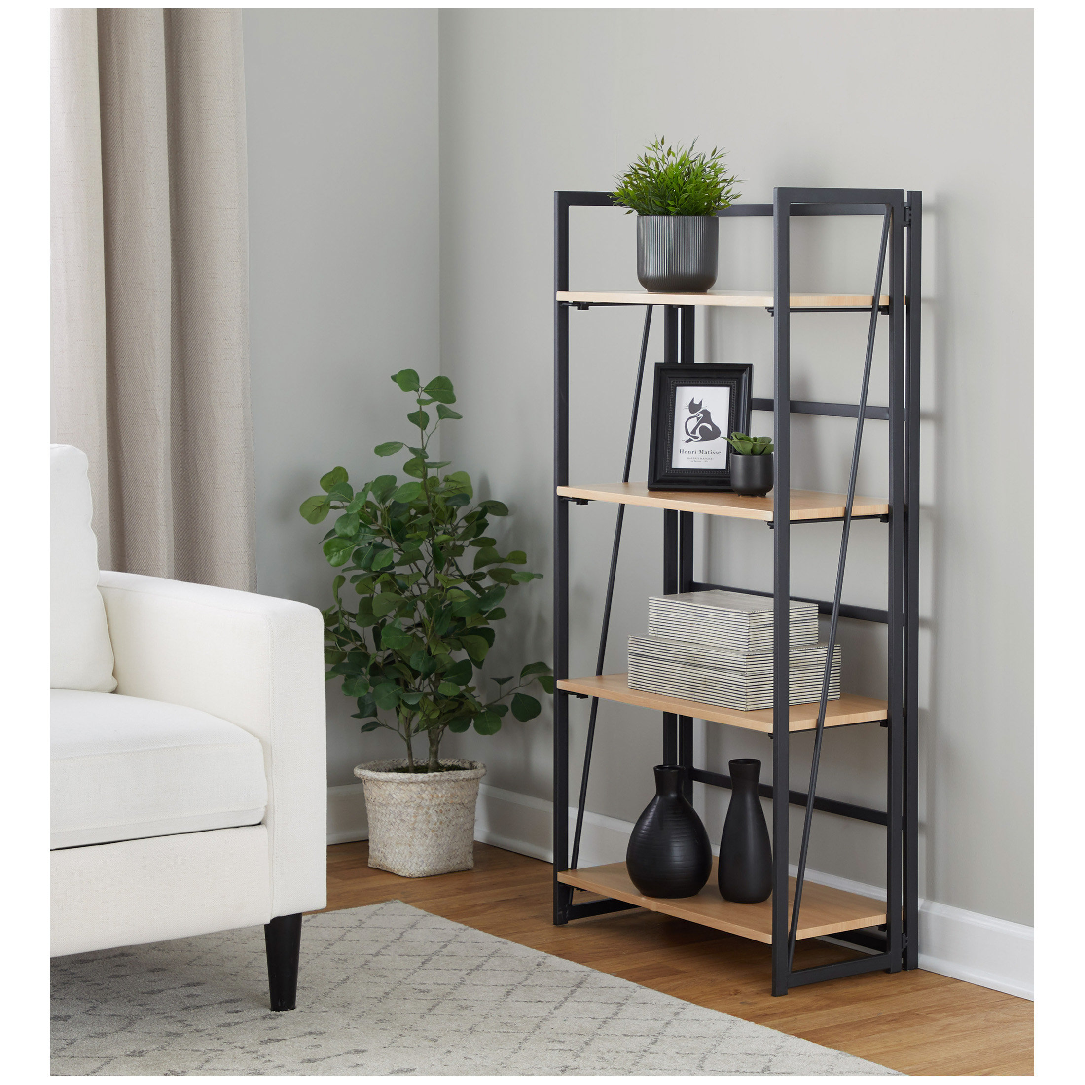 Latitude Run® Dakota Contemporary Bookcase In White Painted Metal And ...