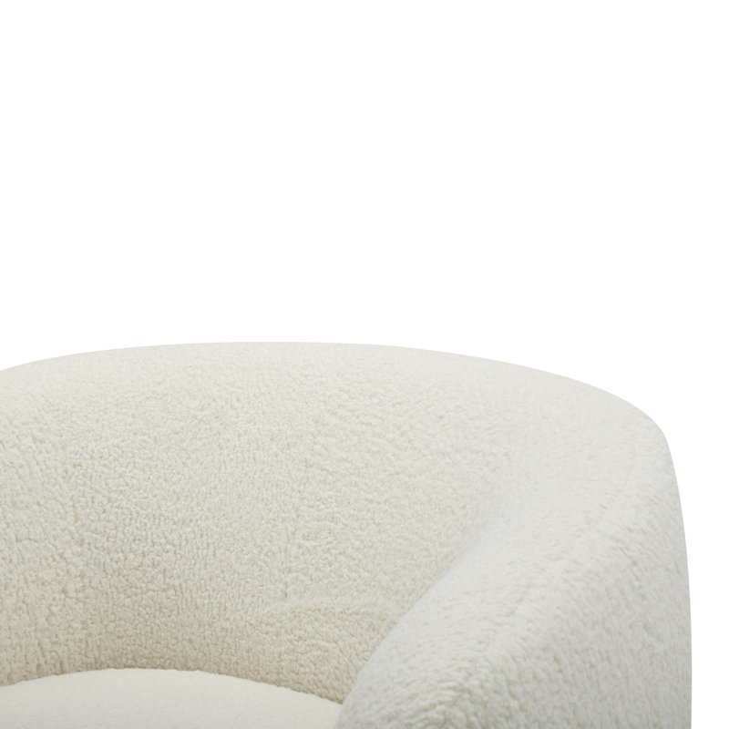 Fauteuil demi-tonneau pivotant rembourré Marcy, Blanc