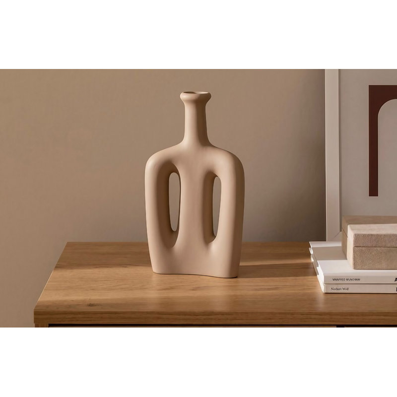 Coryann Ceramic Table Vase, Cream, 14cm H x 7cm W x 27cm D