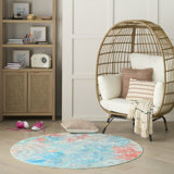Tapis multicolore rond lavable à la machine 5 pi x Zoomie Armita