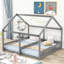 Lit plateforme simple gris avec 2 lits partagés conçus pour durer-1243627347