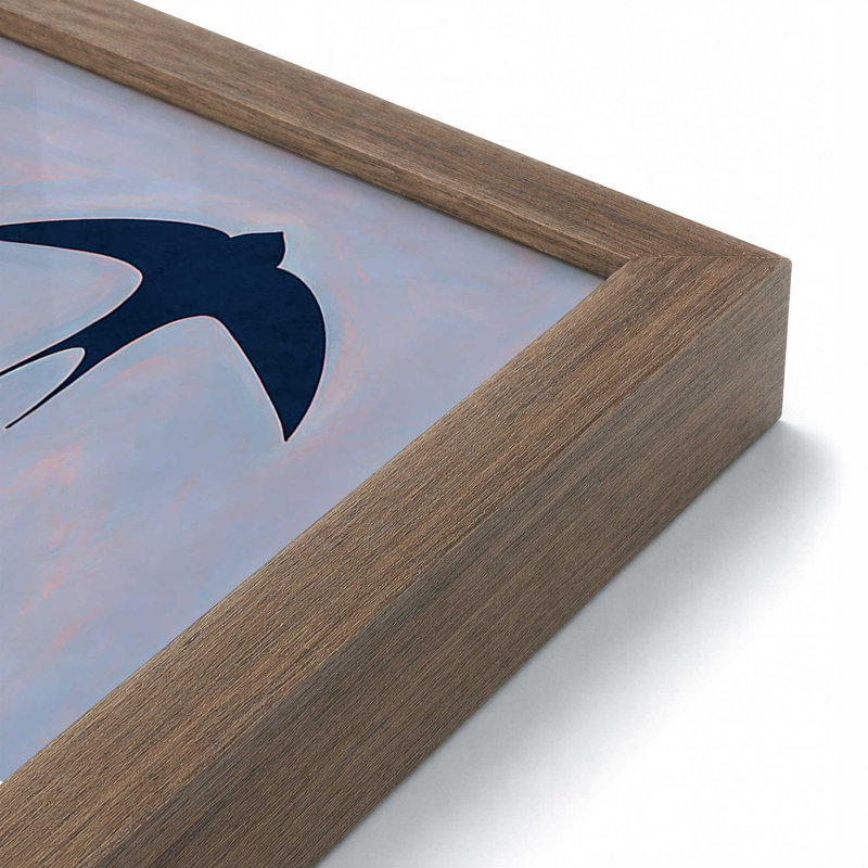 «Swallows» par El buen limon, L 32 po x H 24 po, Framed Print, Silver