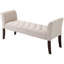 Banc de bout de lit avec capitonnage à boutons, banc d'entrée de chambre rembourré avec accoudoirs et pieds en bois massif pour la chambre à coucher, blanc crème-105707286
