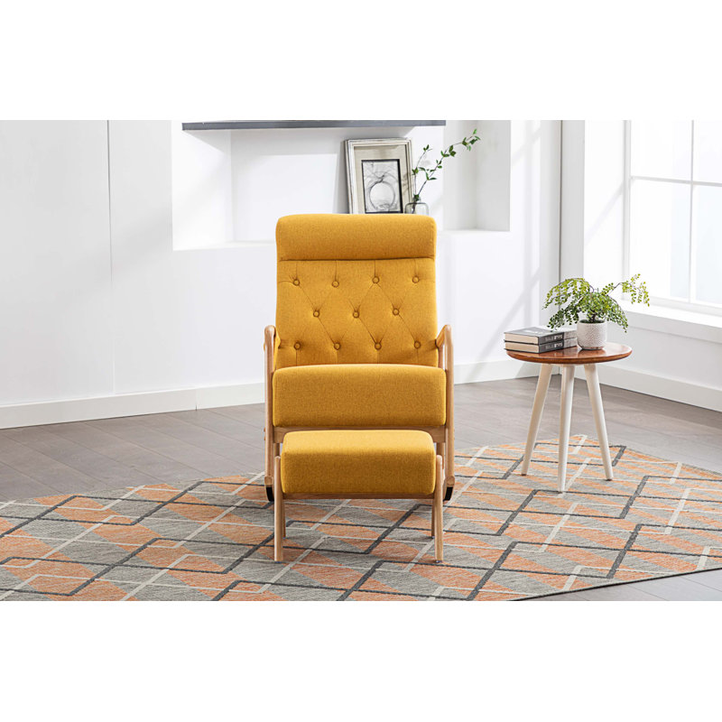 Chaise berçante Solid + PlyWood, Tissu de polyester jaune