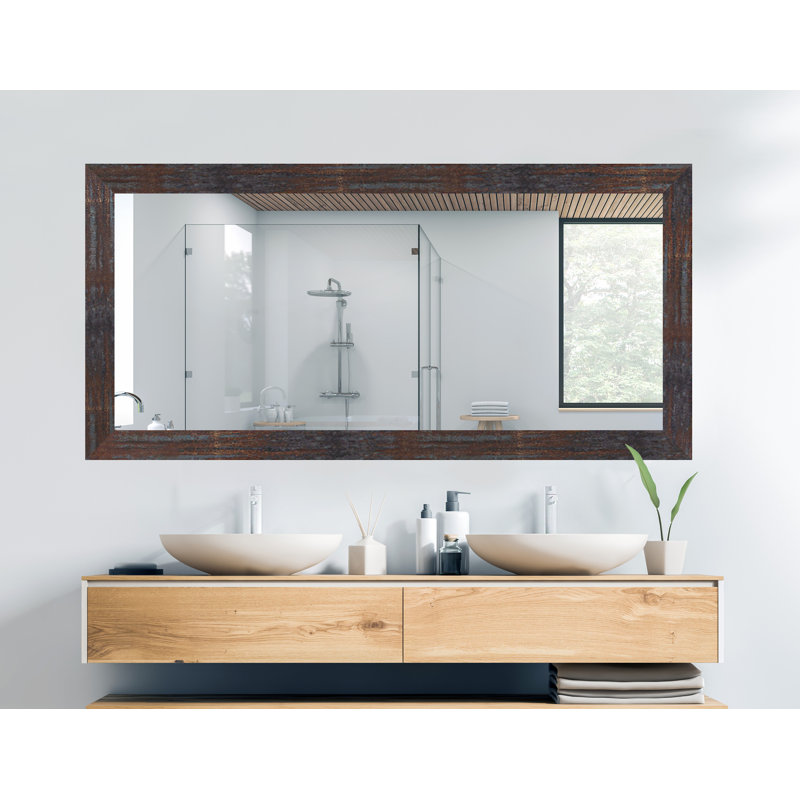 Miroir décoratif, Laiton acier industriel, 33 po x 74 po