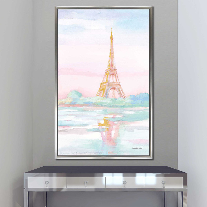Pastel Paris V par Danhui Nai - Peinture, Cadre flottant argent, H 63,5 po x l 39,5 po x P 2 po