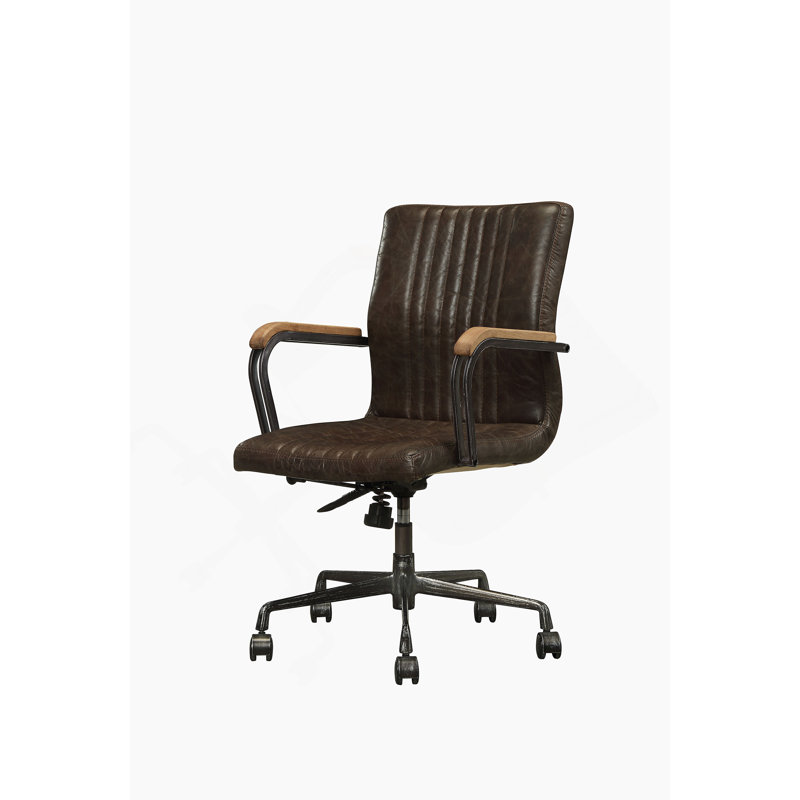 Chocolate Top Grain Leather Office Chair (Adjustable Height)