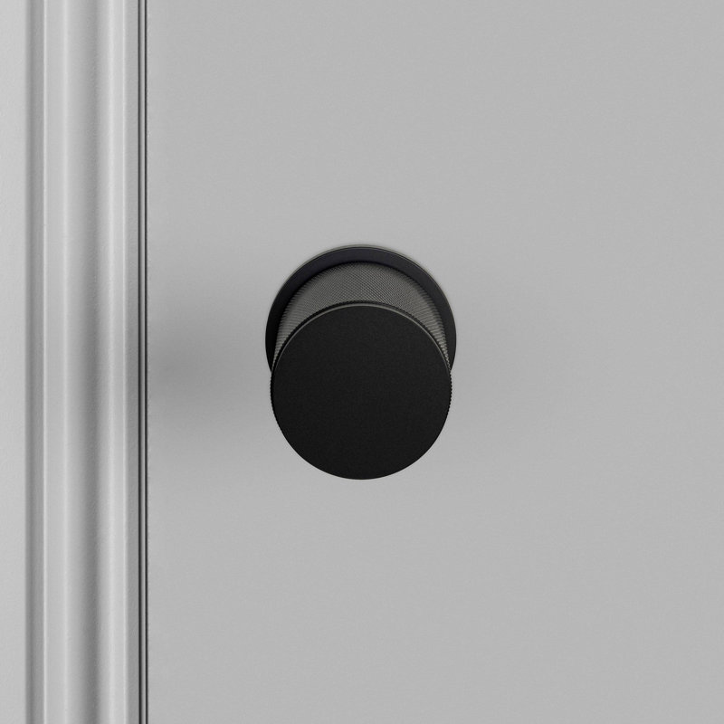 Cylindrical Knob with Round Rosette, Black