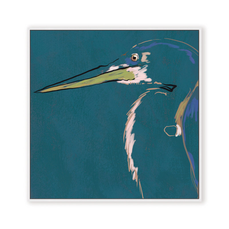 Nature Inspired Blue Heron Portrait, 36" H x 36" W, Black, Framed Print