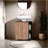 Pascuale Two Side Shelves Under Sink Cabinet With One Doors, Cut-Out Back, Compact 22 Freestanging Bathroom Storage, Black, Natural Oak-726849329