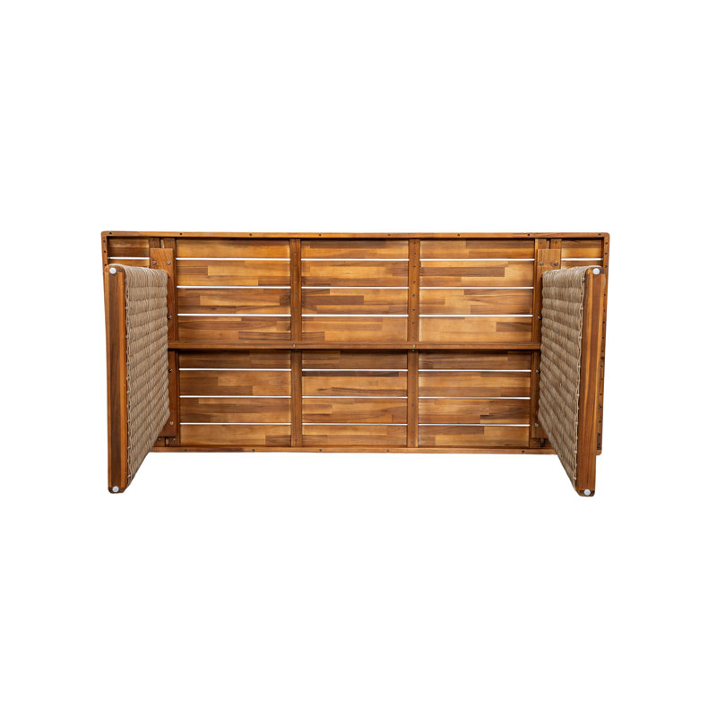 Ensemble de table de salle à manger d'extérieur en bois d'acacia avec 1 table et 1 banc, brun, Brun / teck