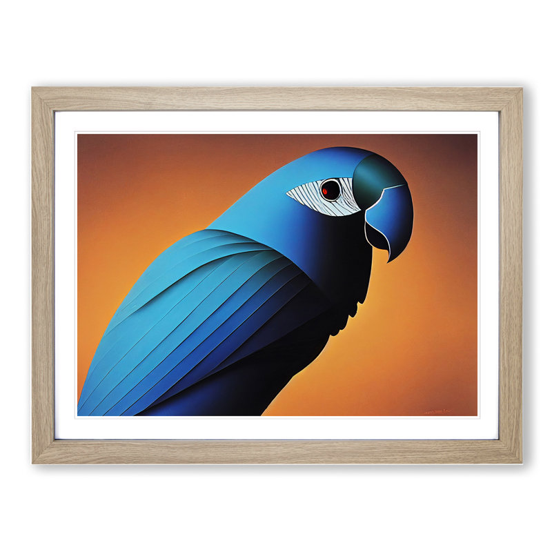 The Blooming Parrot - Framed Print, 46cm H x 64cm W x 2cm D, Oak