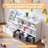 58.5" W  Extra Wide Kids Bookshelf and Toy Storage Organizer with Rolling Toy Bin, Montessori Playroom Storage Cabinet with 8 Cubbies & Fabric Bin for Bedroom and Nursery,White-1704355334-1704355333