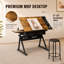 bureau réglable avec 2 tiroirs pour bureau à domicile et école avec tabouret (brun)