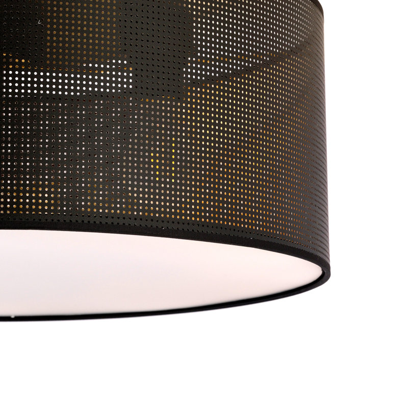 Leonardville Fabric Flush Mount, Black/Gold, 21cm H x 50cm W x 22cm D