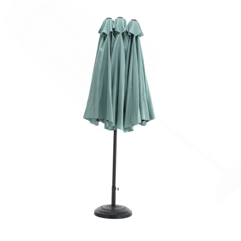 Grand parasol rectangulaire double face 14,8 pi avec manivelle (vert clair) (sans base), Vert clair