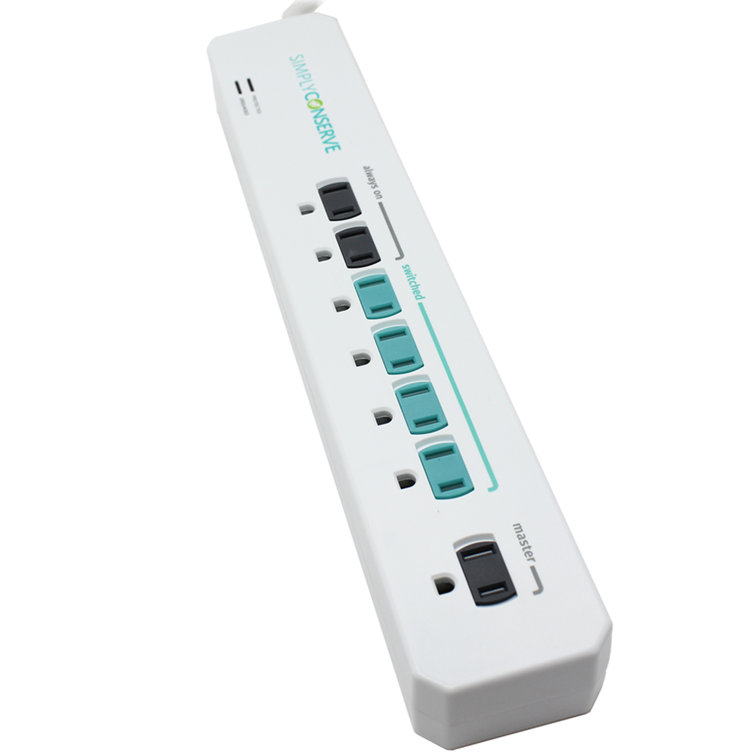 Simply Conserve Advanced Power Strip SC73T1, Surge Protector Outlets, White Power Strip Extension Cord with Multiple Outlets, Power Surge Strip for Electronics, Energy Saver Device