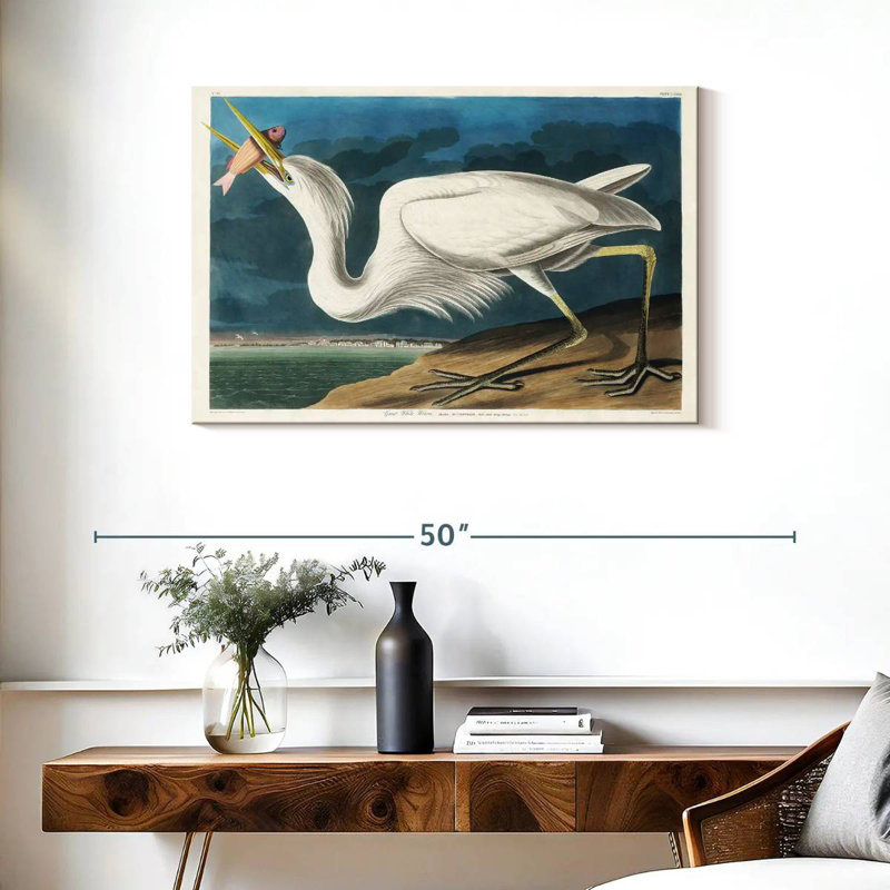 Brampt Great White Heron, 24" H x 36" W