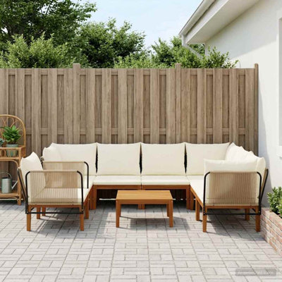  Garden Lounge Set Solid Acacia Wood & Rope Sofa Outdoor Furniture Patio